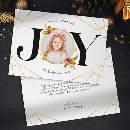 Cartes Pour Fêtes Annuelles Photo de famille géométrique Or moderne Noël