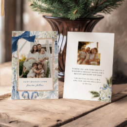 Cartes Pour Fêtes Annuelles Photo de famille grandmillennial bleu hiver Noël