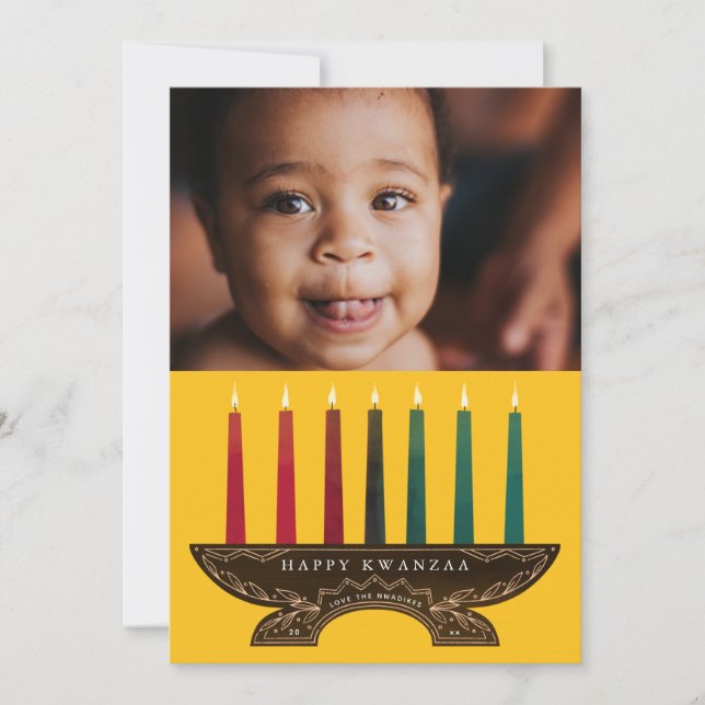 Cartes Pour Fêtes Annuelles Photo de famille illustré Kinara Kwanzaa (Devant)