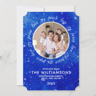 Cartes Pour Fêtes Annuelles Photo de famille Joie Paix Amour Snowflakes Noël  
