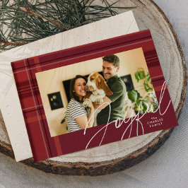 Cartes Pour Fêtes Annuelles Photo de famille joyeux Noël à carreaux rouges