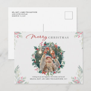 Cartes Pour Fêtes Annuelles Photo de famille Joyeux Noël Baies rouges Botaniqu