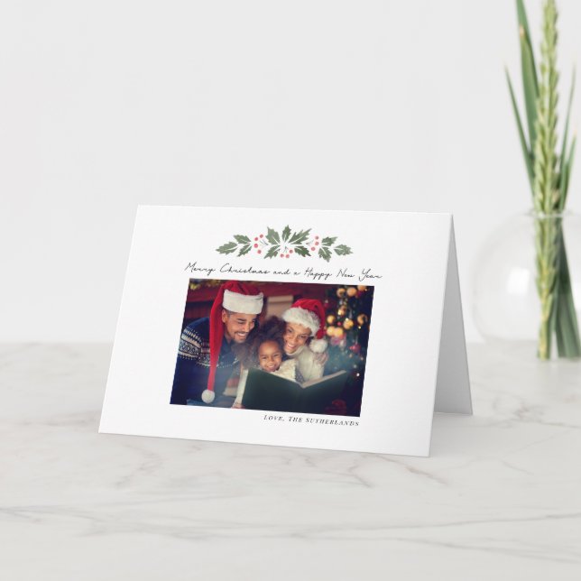 Cartes Pour Fêtes Annuelles Photo de famille Joyeux Noël Botanique (Devant)