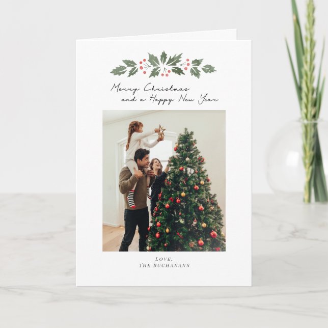 Cartes Pour Fêtes Annuelles Photo de famille Joyeux Noël Rustique (Devant)