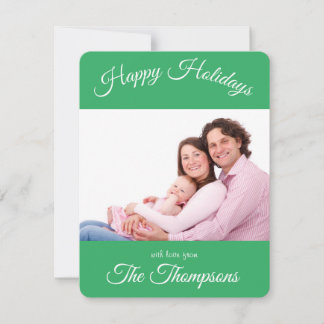 Cartes Pour Fêtes Annuelles Photo de famille Joyeux Vacances Script Accent Ver