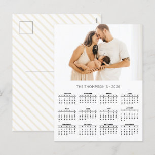 Cartes Pour Fêtes Annuelles Photo de famille moderne 2026 Calendrier 12 mois