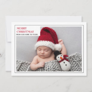 Cartes Pour Fêtes Annuelles Photo de famille moderne avec nouveau bébé Joyeux