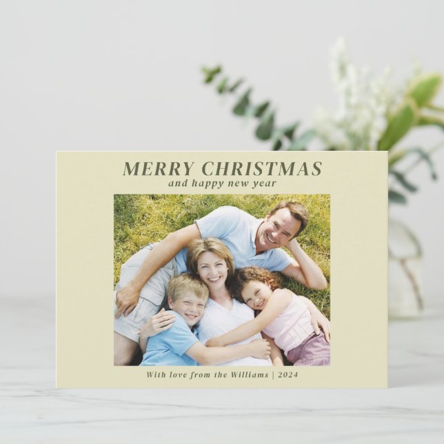 Cartes Pour Fêtes Annuelles Photo de famille moderne Beige de Noël (Debout devant)