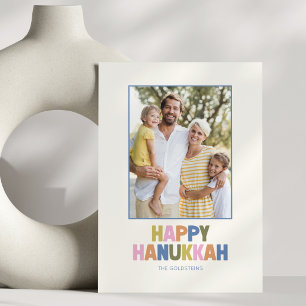 Cartes Pour Fêtes Annuelles Photo de famille moderne et coloré de Hanukkah ave