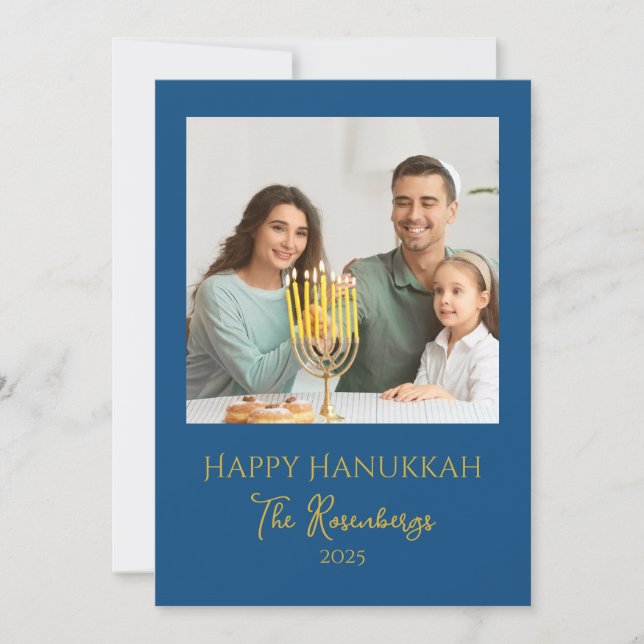 Cartes Pour Fêtes Annuelles Photo de famille moderne et élégante Hanoukka (Devant)