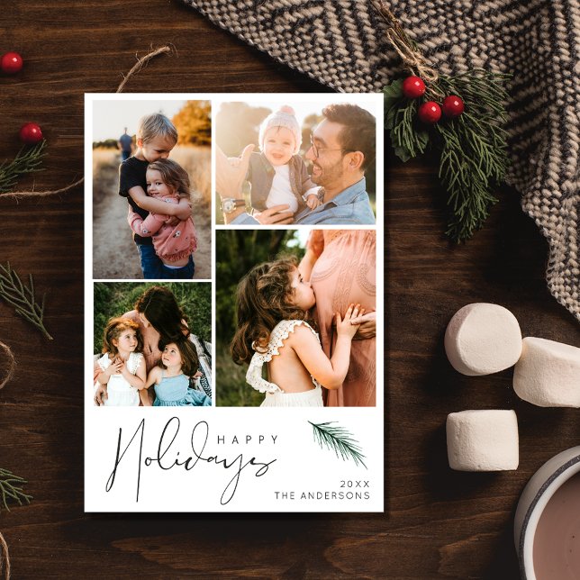 Cartes Pour Fêtes Annuelles Photo de famille moderne Joyeuses fêtes Noël (Modern Family Photo Happy Holidays Christmas Holiday Card)