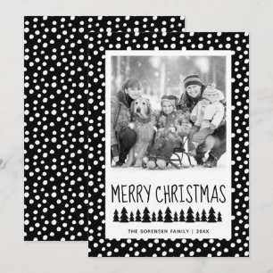 Cartes Pour Fêtes Annuelles Photo de famille moderne Points noirs blancs