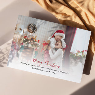 Cartes Pour Fêtes Annuelles Photo de famille moderne Script élégant Noël
