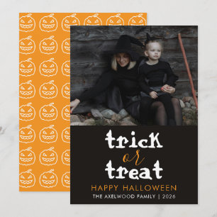 Cartes Pour Fêtes Annuelles Photo de famille moderne Trick or Treat Joyeux Hal