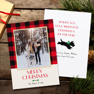 Cartes Pour Fêtes Annuelles Photo de famille Noël Custom Red Flat