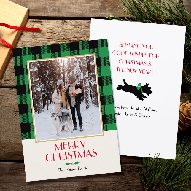 Cartes Pour Fêtes Annuelles Photo de famille Noël Personnalisé Russe Green Fla (Créateur téléchargé)
