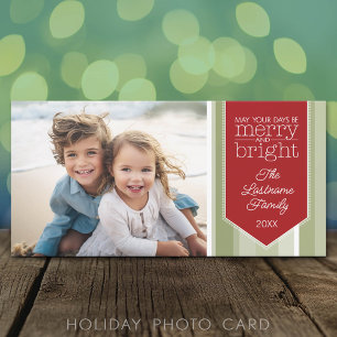 Cartes Pour Fêtes Annuelles Photo de famille - Noël rouge vert merveille brill