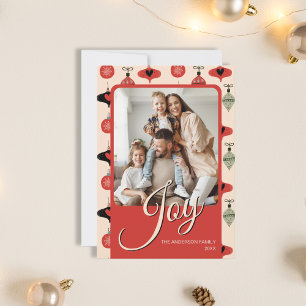 Cartes Pour Fêtes Annuelles Photo de famille personnalisée de Noël Rouge