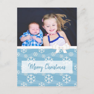 Cartes Pour Fêtes Annuelles Photo de famille personnalisée Flocon de neige ble