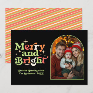 Cartes Pour Fêtes Annuelles Photo de famille rétro moderne de Noël dans le dés