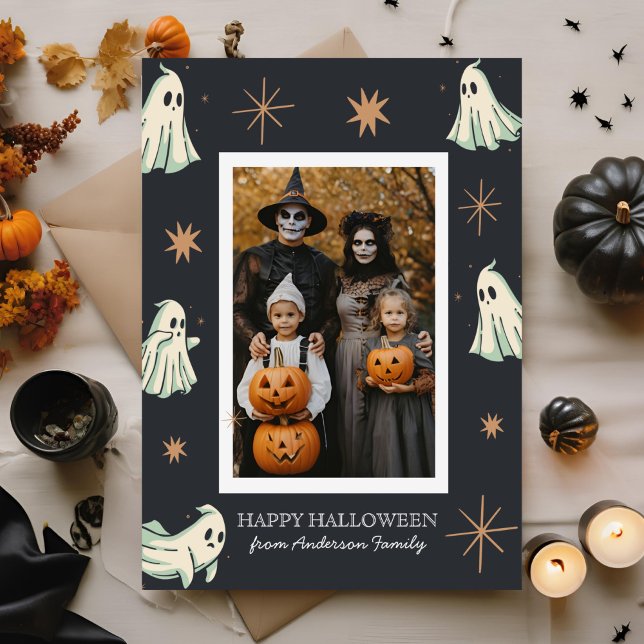 Cartes Pour Fêtes Annuelles Photo de famille Spooktacular Halloween fantôme  (Créateur téléchargé)