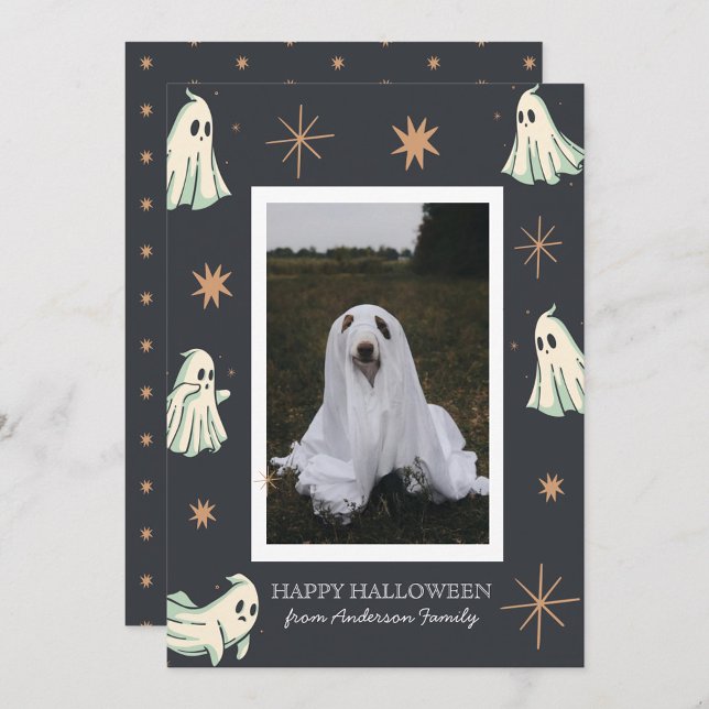 Cartes Pour Fêtes Annuelles Photo de famille Spooktacular Halloween fantôme  (Créateur téléchargé)