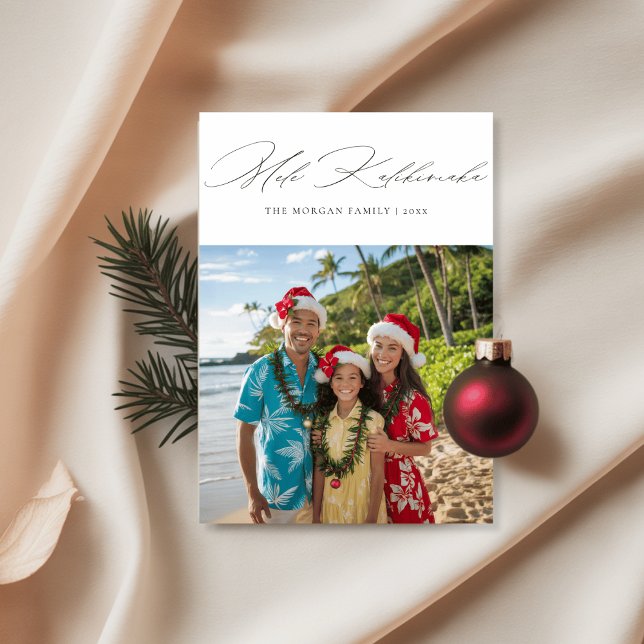 Cartes Pour Fêtes Annuelles Photo de famille tropicale Mele Kalikimaka sur la  (Créateur téléchargé)