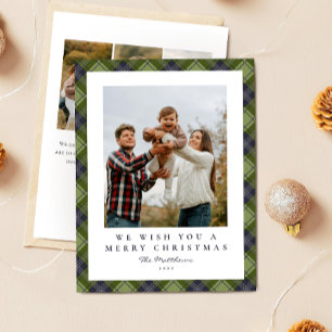 Cartes Pour Fêtes Annuelles Photo de famille verte moderne Noël