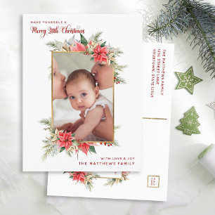 Cartes Pour Fêtes Annuelles Photo de Farmhouse Poinsettia Merry Little Christm