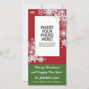 Cartes Pour Fêtes Annuelles Photo de Fête de Noël - Fléau de neige - Rouge