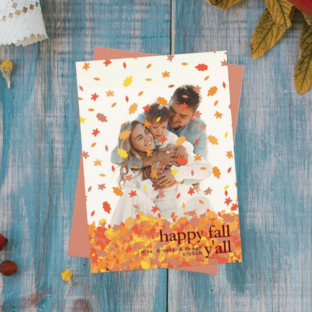 CARTES POUR FÊTES ANNUELLES PHOTO DE FEUILLES TOMBANTES (Créateur téléchargé)