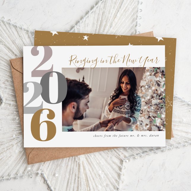 Cartes Pour Fêtes Annuelles Photo de fiançailles du Nouvel An (Créateur téléchargé)