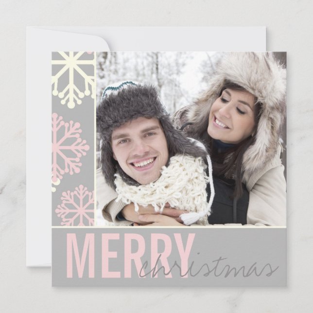 Cartes Pour Fêtes Annuelles Photo de flocon de neige gris de Noël (Devant)
