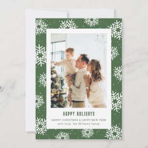 Cartes Pour Fêtes Annuelles Photo de flocon de neige vert moderne