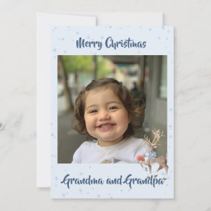 Cartes Pour Fêtes Annuelles Photo de grands-parents Noël Cerf Bleu