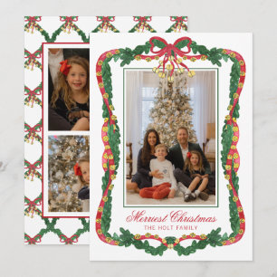 Cartes Pour Fêtes Annuelles Photo de grelots de Noël aquarelle rouge et vert