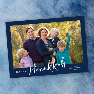 Cartes Pour Fêtes Annuelles Photo de Joyeux Hanukkah en écriture moderne