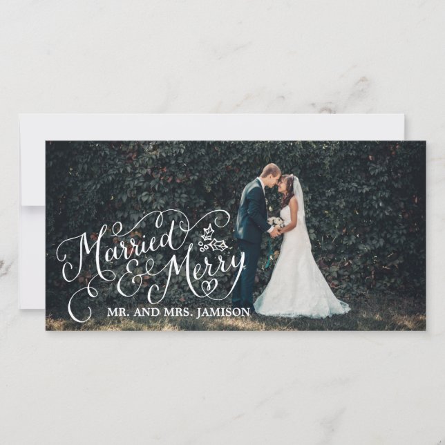 Cartes Pour Fêtes Annuelles Photo de Joyeux Mariés et Joyeux Fêtes (Devant)