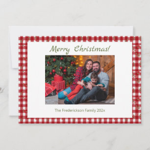 Cartes Pour Fêtes Annuelles Photo de Joyeux Noël à carreaux rouges
