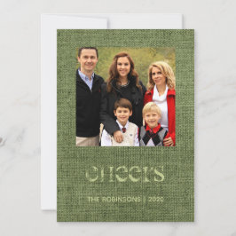 Cartes Pour Fêtes Annuelles Photo de la famille Burlap de Noël