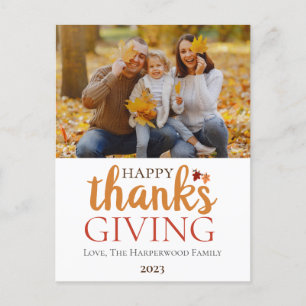 Cartes Pour Fêtes Annuelles Photo de la famille de Thanksgiving d'automne mode