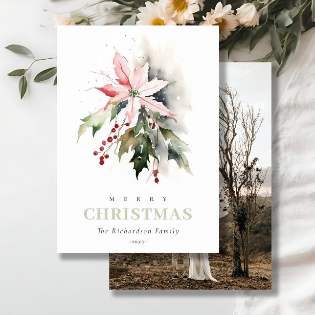 Cartes Pour Fêtes Annuelles Photo de la faune du Berry Poinsettia (Créateur téléchargé)
