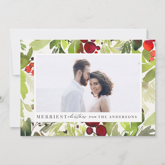 Cartes Pour Fêtes Annuelles Photo de la plus belle aquarelle de Noël (Devant)
