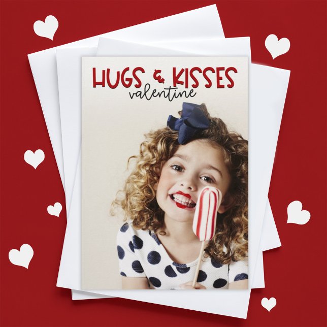 Cartes Pour Fêtes Annuelles Photo de la Saint-Valentin Bisous et Câlins (Créateur téléchargé)