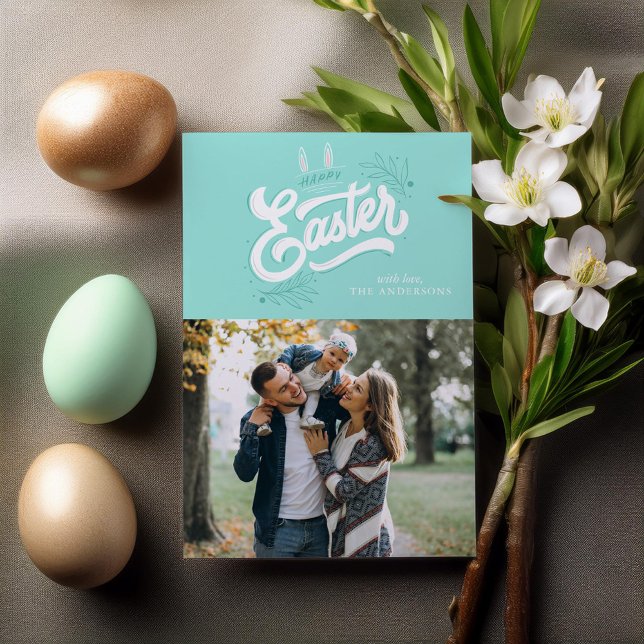 Cartes Pour Fêtes Annuelles Photo de lapin "Joyeuses Pâques" (Créateur téléchargé)