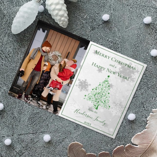 Cartes Pour Fêtes Annuelles Photo de l'arbre de Noël vert (Créateur téléchargé)