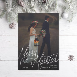 Cartes Pour Fêtes Annuelles Photo de lettrage manuel Joyeux et Marié