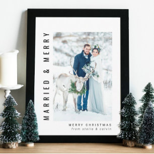 Cartes Pour Fêtes Annuelles Photo de mariage heureux et joyeux
