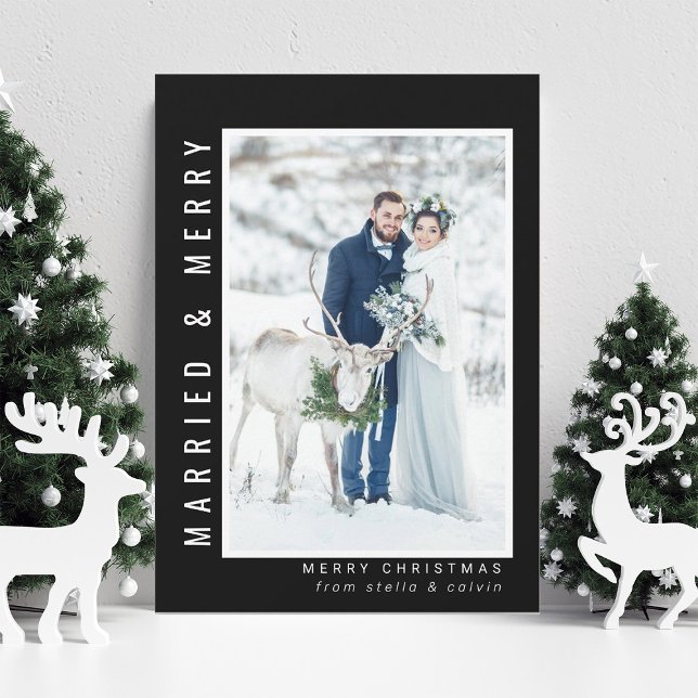 Cartes Pour Fêtes Annuelles Photo de Mariage marié et joyeux noir (Créateur téléchargé)