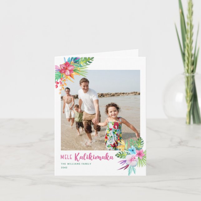 Cartes Pour Fêtes Annuelles Photo de Mele Kalikimaka Hawaiian Flowers (Devant)